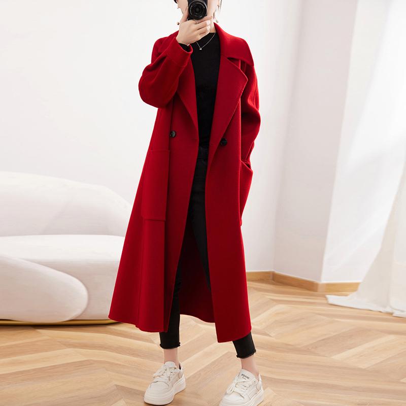 100% Wool Women Coat Autumn Wool Long Coat Handmade Pea Coat Winter Warm Wool Long Jacket Overcoat
