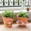2Pcs Flowerpots Breathable Clay Texture Resin Mini Planter with 3D Relief Anthropomorphic Design Desktop Balcony Windowsill Decor