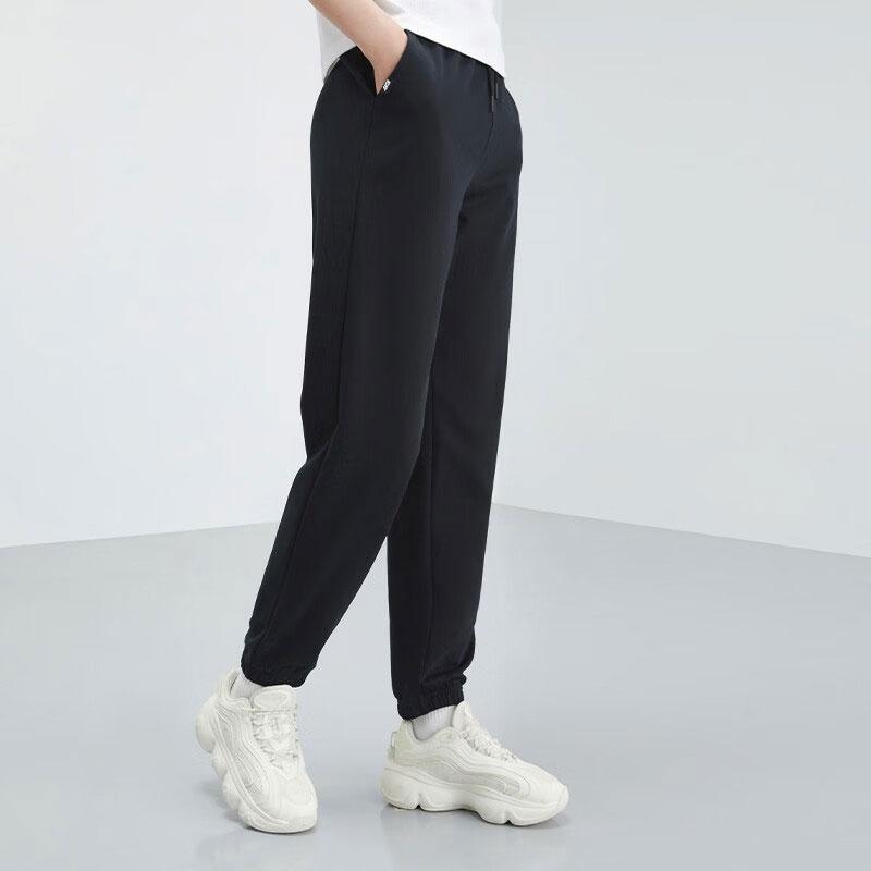 Anta Lifestyle Series Solid Color Knitted Casual Sports Pants Women Bottoms Black 162328303-1