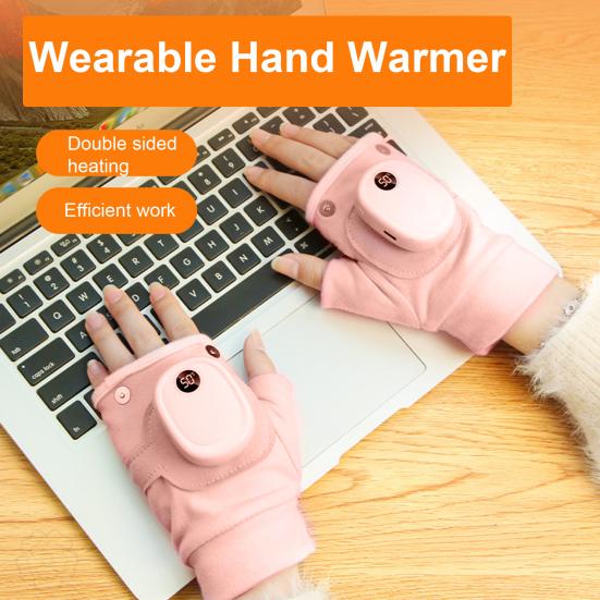 1 Pair Winter Electric Heated Adjustable USB Display 3 Temps Gloves LCD Rechargeable Thermal Cold