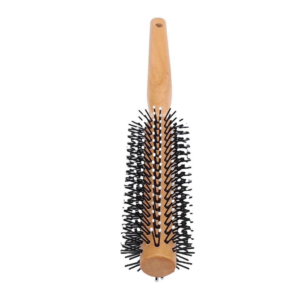 Round Hair Brush Smoothing Hair Reduces Frizz Wooden Round Curling Roller Comb with Anti Static Handle for Men Women