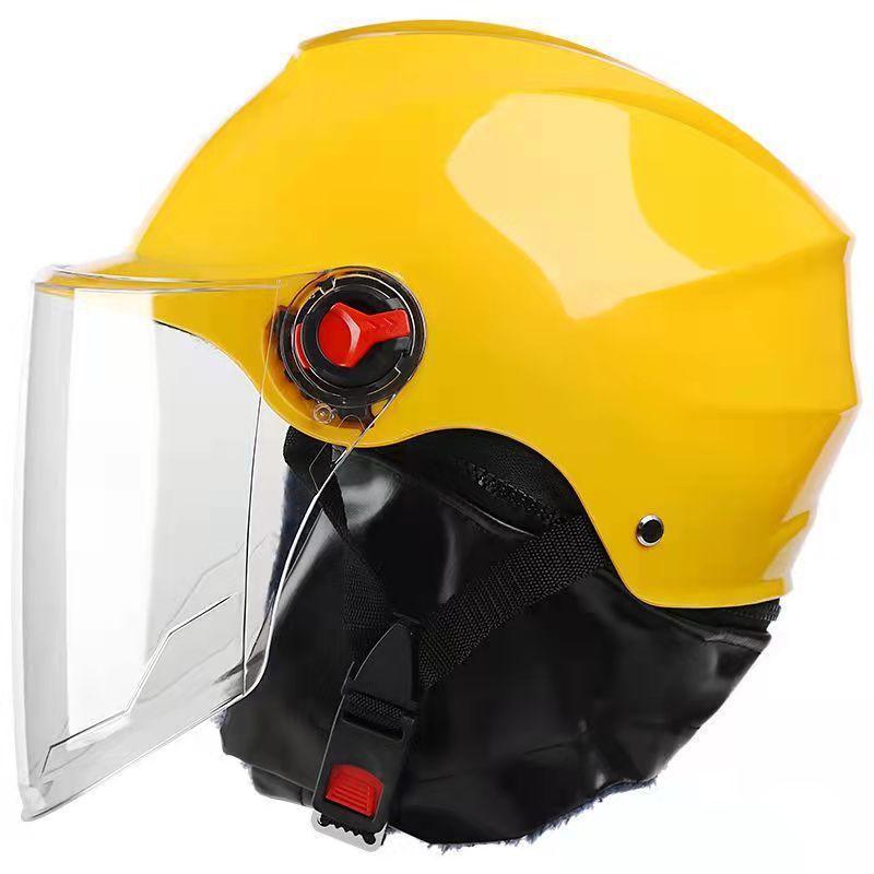 

Электрический аккумуляторный автомобильный шлем для мужчин и женщин на лето, все сезоны, универсальный, противотуманный, теплый осенне-зимний полушлем, симпатичная морозостойкая шапка sunscreen brown lens