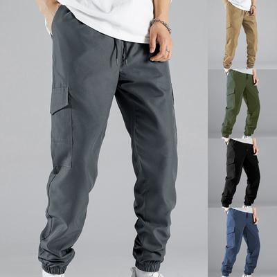 Men's Solid Color Multi-Pocket Cargo Pants Men's Casual Sports Versatile Trousers