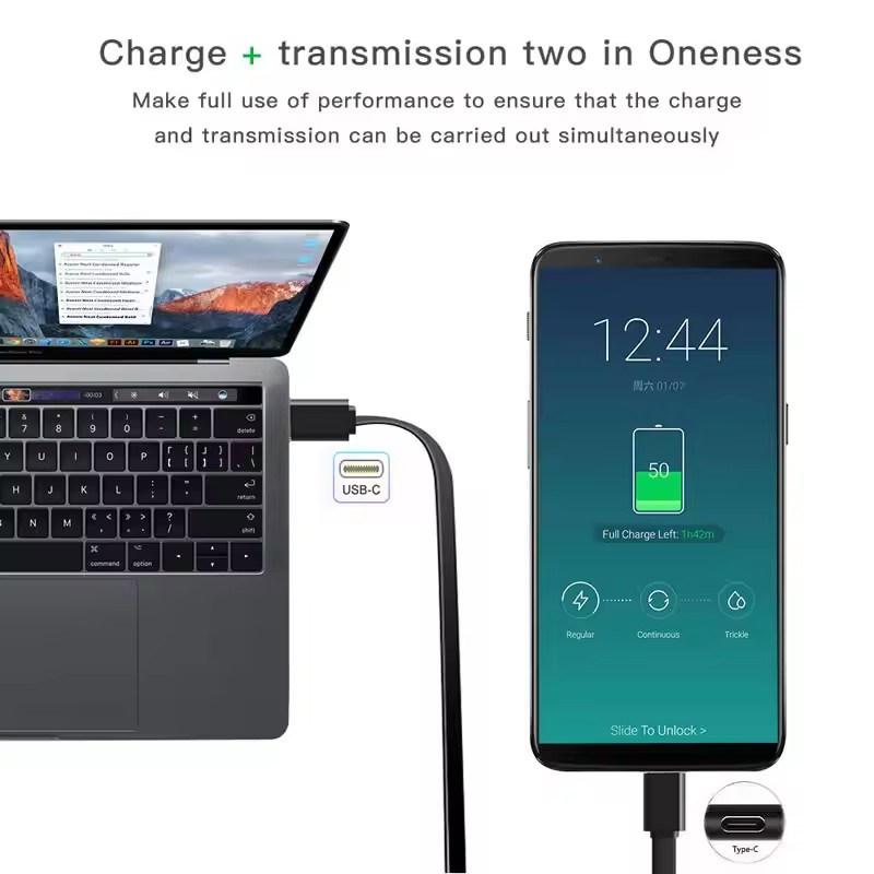 PD 60W USB C To USB C Data Cable Retractable  Notebook Fast Charging Cord Compatible with Type C Phone Switch Tablets