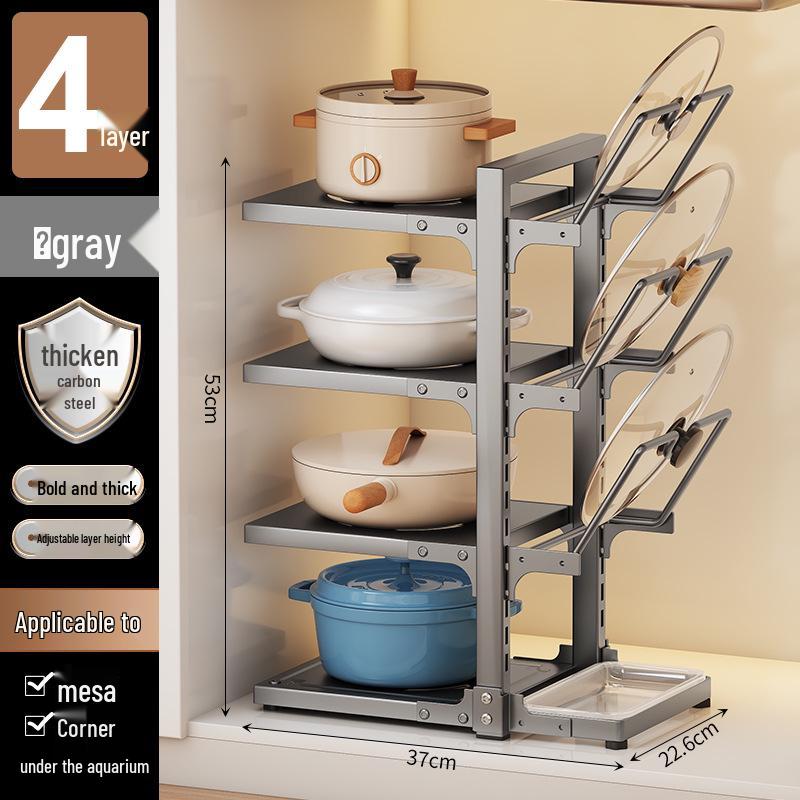 Multi-Layer Kitchen Pot Rack: Floor-Standing, Under-Sink Cookware & Storage Solution