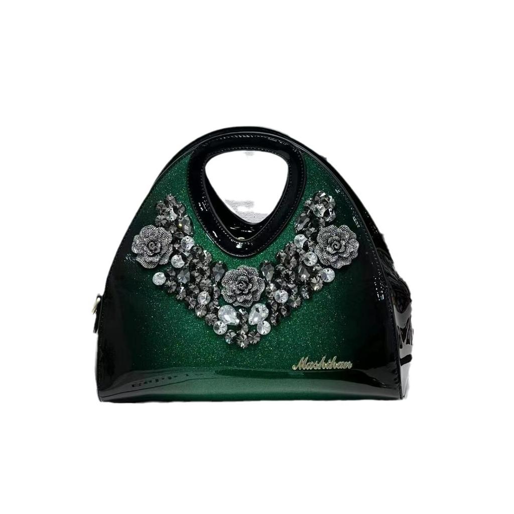Fashion Diamond-Encrusted Dumpling Bag Handbag, Medium Temperament, Send Mother-In-Law Patent Leather Foreign Style Messenger Bag