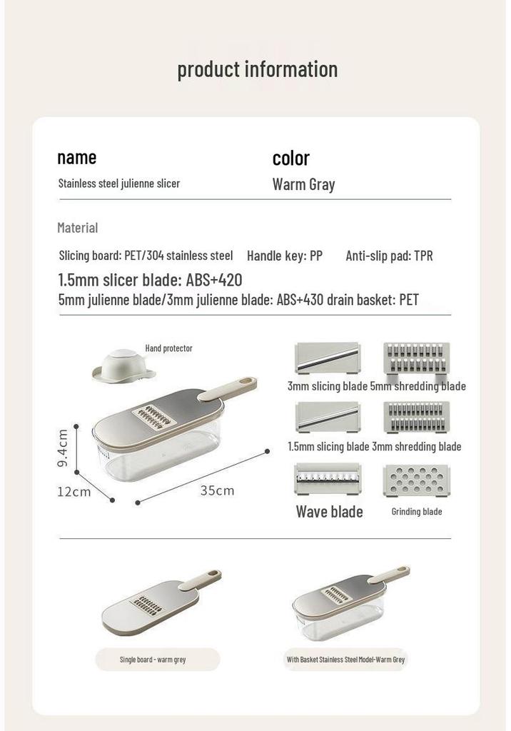 Zaiyou Multifunctional Vegetable & Potato Cutter: Home Coarse Shred, Slice, Grate.