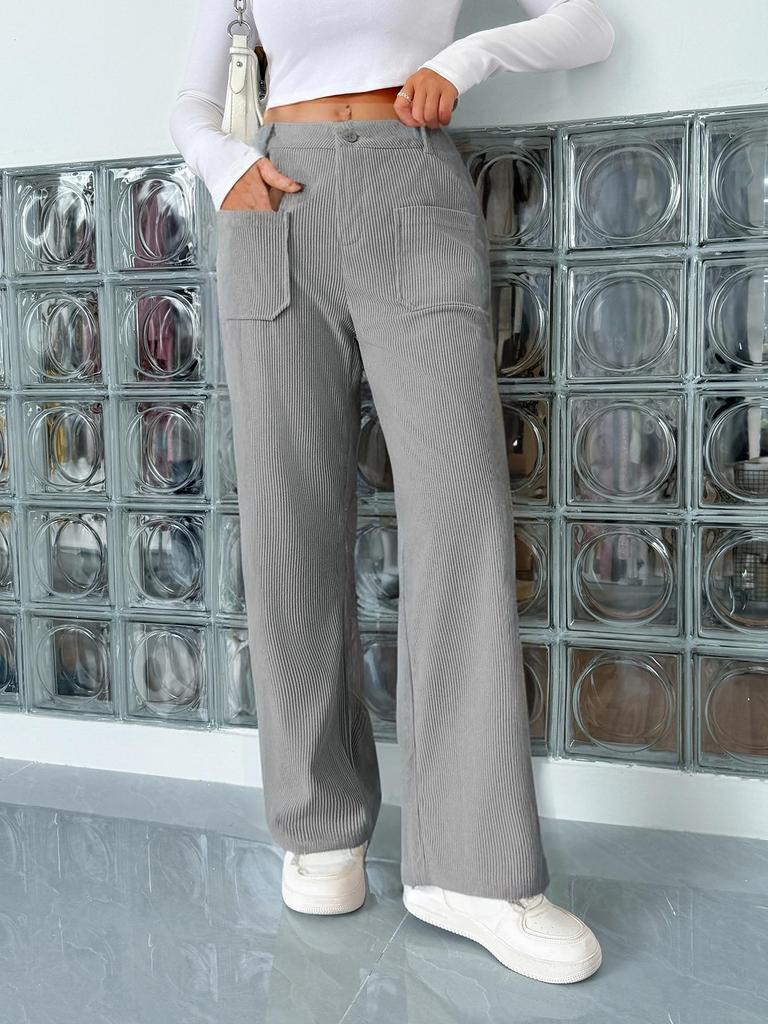 2025 European & American Fashion Straight-Leg Pants with Pockets