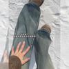 New American high-waisted velvet slightly pulled jeans, autumn and winter retro large-size fat mm floor-mopping flared pants