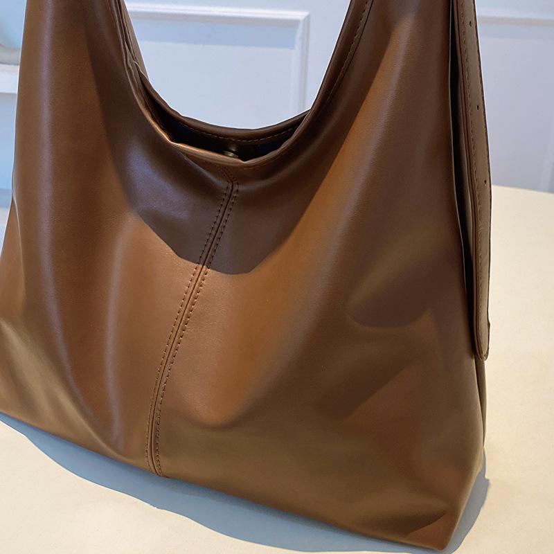 New Korean Retro Shoulder Bag Women Leather Tote Large Vintage Work Purse Handbags