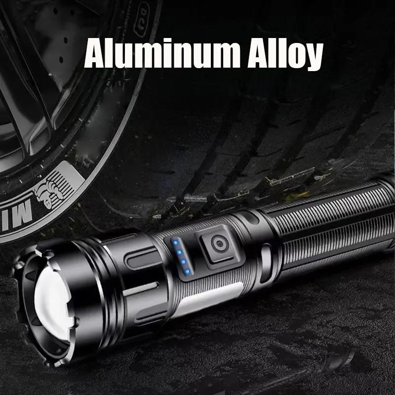 Leistungsstarke LED-Taschenlampe, USB-wiederaufladbar, 7 Modi, Fackel mit COB-Licht, Magnet am Heck, Outdoor-Camping-Laterne, Verwendung einer 18650-Batterie