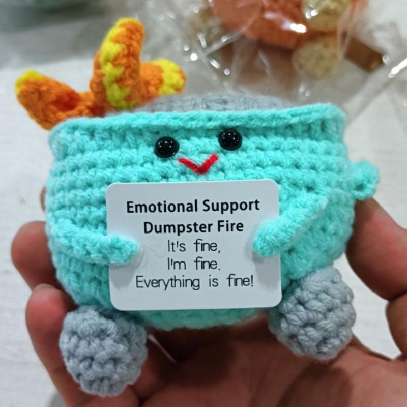 Handgemachtes Häkel-Mülltonnenfeuer - Niedlicher Emotionaler Unterstützungs-Anhänger, Lustiges Geschenk für Freunde, Kollegen, Heim-, Zimmerdekoration