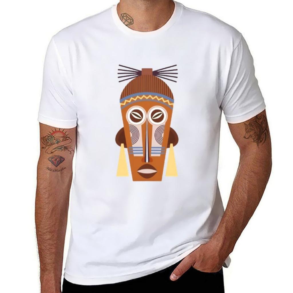 AFRIKANISCHE MASKE UND GESICHT AFRIKANISCHE KUNST 3 T-Shirt Minimalistisch Lässig Kurzarm Top