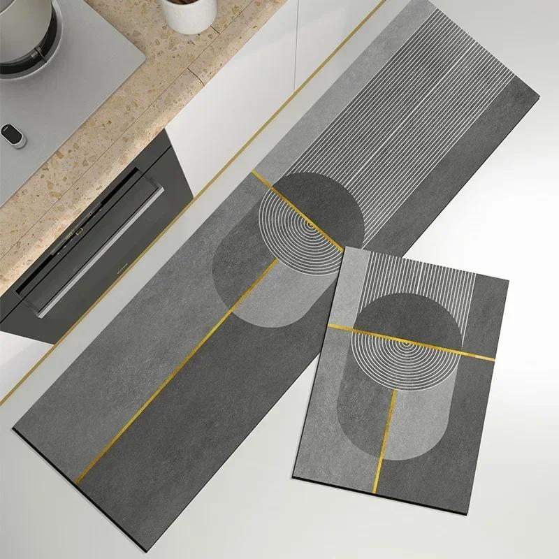Kitchen Rugs Non-slip Waterproof Floor Mat Oil-proof Pvc Carpet Home Decoration Anti-slip Leather Rug  Alfombra De Cocina 