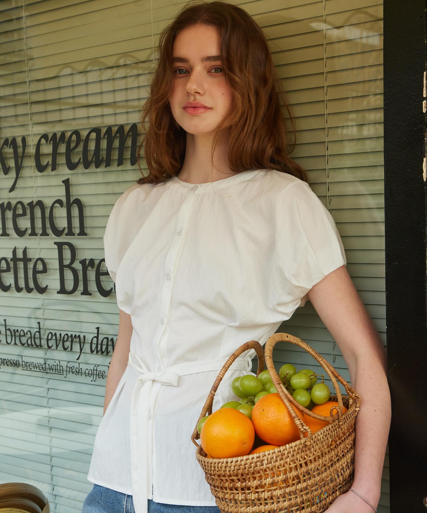 Itove Seoul Cocoon Sleeve Belted Blouse White White/S