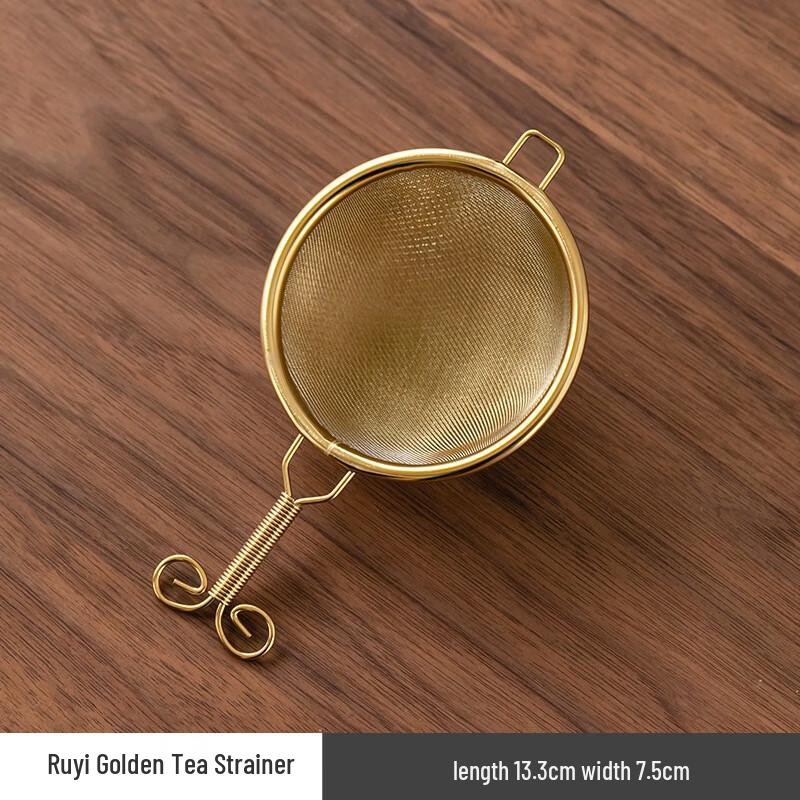 Набор: золотое ситечко для чая и подставка Junzhuang Ruyi