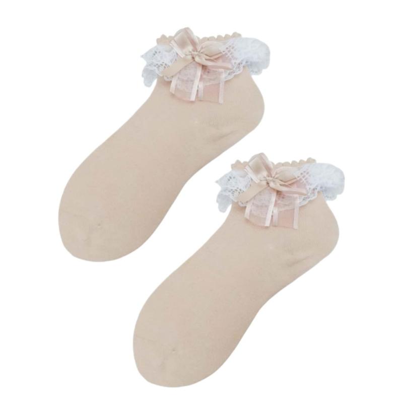 Lolita Damen Harajuku Retro Spitze Kurze Knöchelsocken JK Rüschen Baumwolle Prinzessin Mädchen Weich Hochzeit Tanz Weiß Schwarz Pink