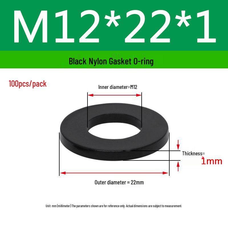 Schwarzer Nylon-Kunststoff Flache Unterlegscheibe Ring M2-M20