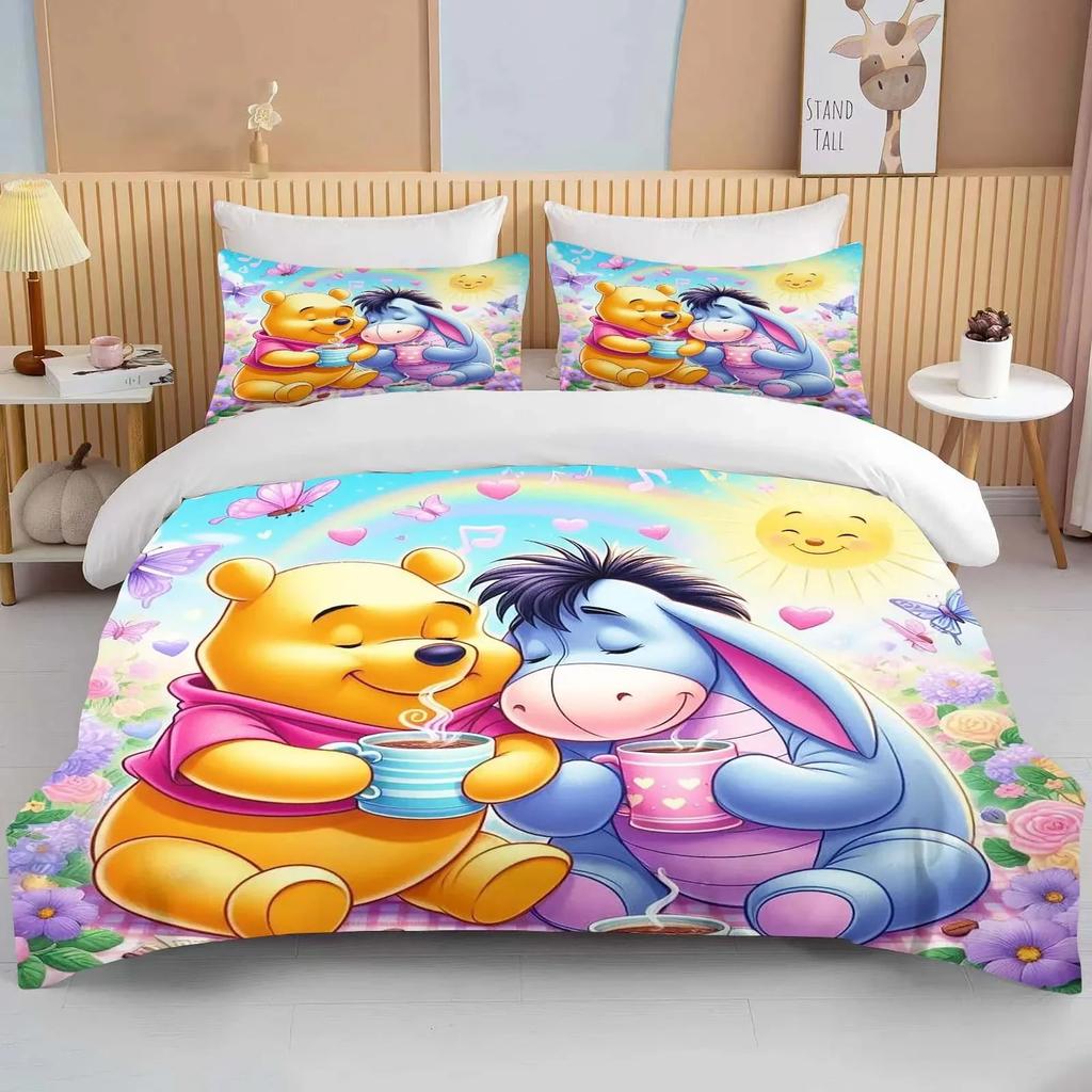 Winnie The Pooh Comforter Bedding Sets Quilt Cover Bed Cover Duvet Cover Pillow Case 2-3 Pieces Sets Kids Adult Size Home Decor