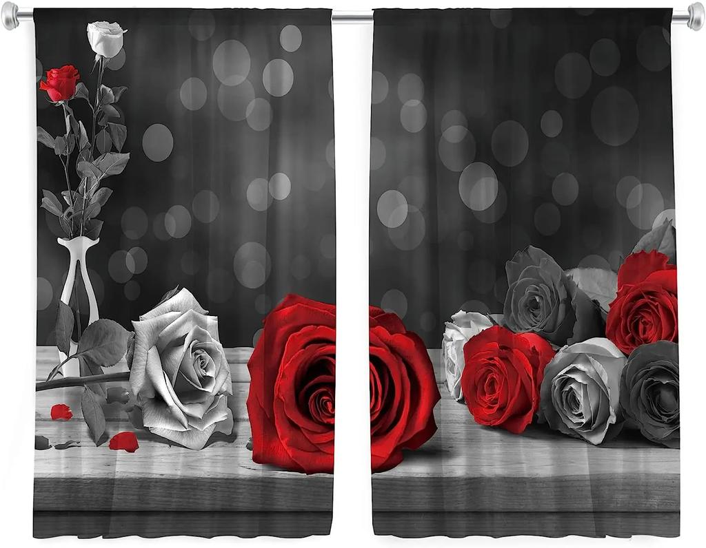Mehrfarbiges Rosenmuster Hochverdunkelnde Schlafzimmervorhänge Dunkler Stil Zuhause Dicke Verdunkelungsvorhänge Verschiedene Rosenstile Fenstervorhang