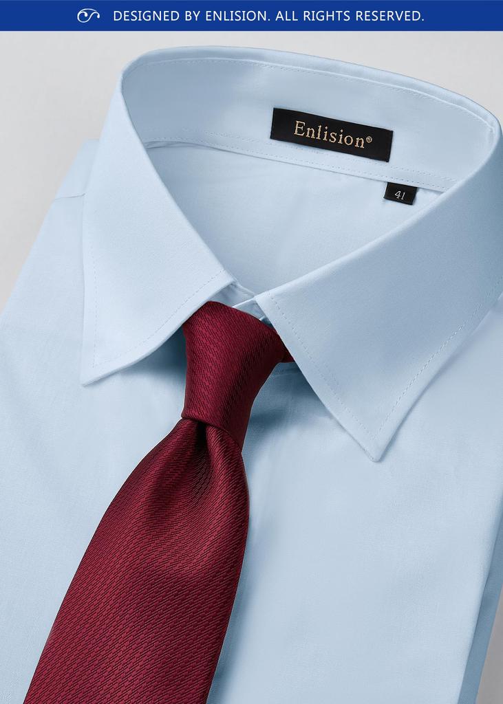 Enlision Business Dress Long Regular Shape Easy ZL0002 L Men's Shirt, Wrinkle-Resistant - Blue, Formal, Sleeve, Fit, Memory, Care,