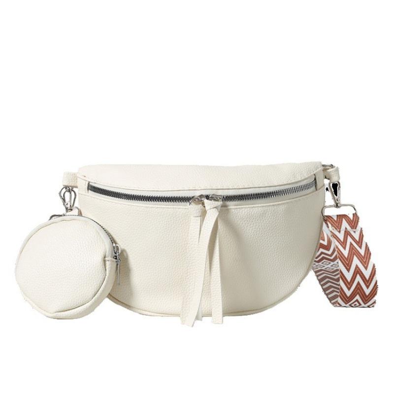 2026Casual Solid Color Commuter Bag Simple Western Style Street Style Fashi Crossbody Chest Bag Travel Waist Bag Two-piece Set