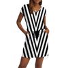 Women's Fashion V-Neck Short Sleeve Drawstring With Pocket Printed Casual Dresses