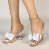 Strange Style Clear Heels For Women Slippers Fashion Crystal Bowknot Designer Shoes Transparent Sandals