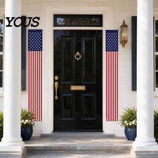 Party-Banner 4. Juli Außendekoration, Amerikanische Flagge Veranda-Schild, Rot Weiß Blau Dekorationsartikel Hängendes Banner, USA Fächerfahne,