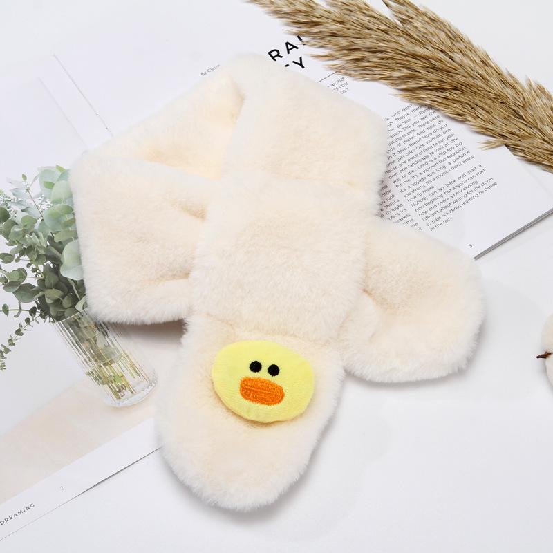 Children'S Scarf Winter Cartoon Plush Children'S Scarf Boys And Girls Warm Cross Imitation Rabbit Hair Children'S Neck