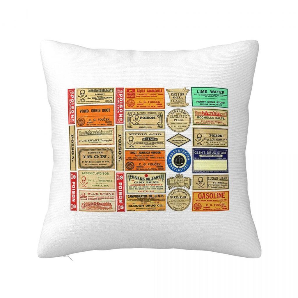 Anesthesia Medication Labels Square Pillowcase Cushion Cover Pillow Case Throw Pillow Cover for Home Sofa Living Room