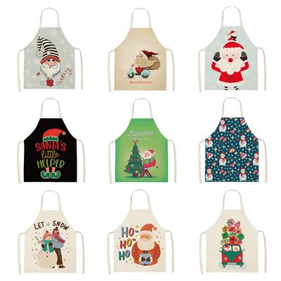 Joyeux noël cuisine cuisine cuisson tablier 66x47 cm sans manches père noël coton lin femmes hommes maison Delantal Cocina