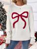 2025 Autumn/Winter Women's Bow Christmas Round Neck Long Sleeve Pullover Sweater