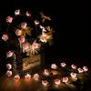 1PC 2M Long with 20LED Cherry Blossom Fairy Lights In Pink, Battery-Operated, Suitable for Indoor Wreath Decoration