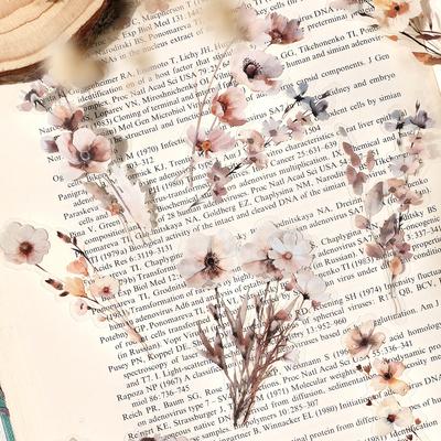 Vintage Flowers PET Stickers DIY Decorative Junk Journal Stickers For Scrapbook Label Diary Album Planner