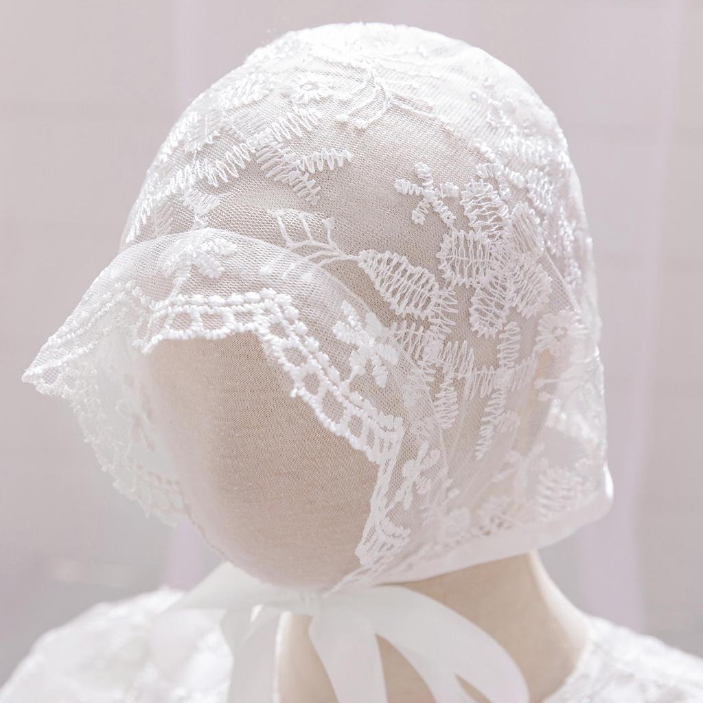 European & American Baby Lace Christening Dress with Puffy Skirt & Hat
