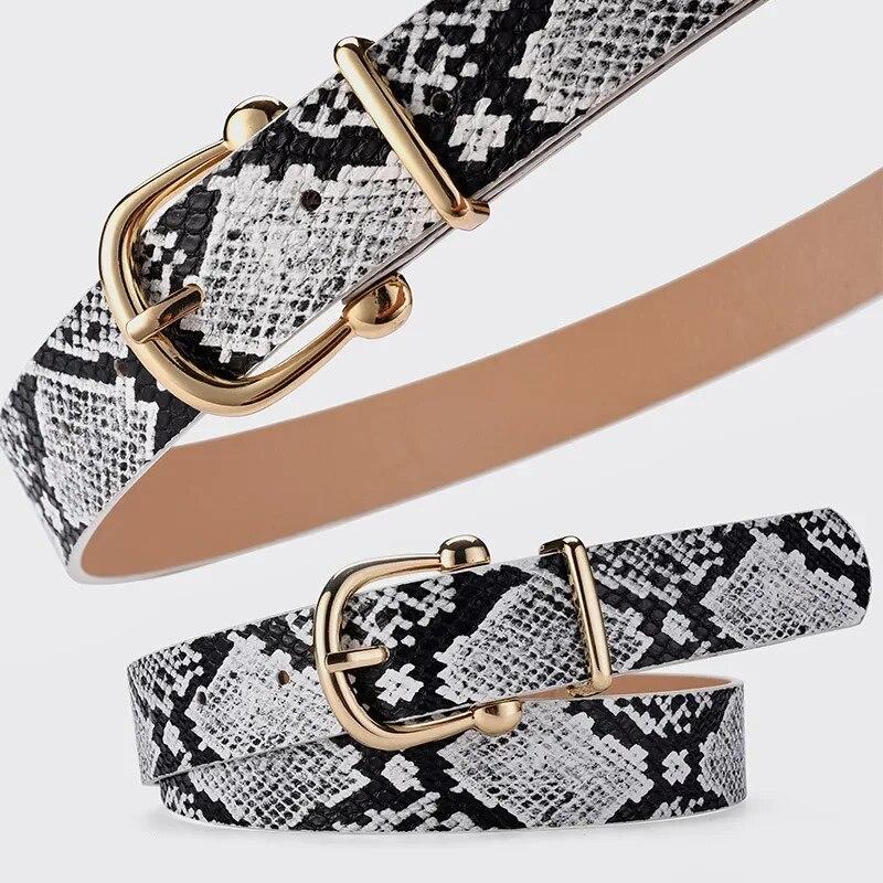 Fashionable Snake Scale Pattern Belts for Woman 105cm Soft PU Belts Woman Coat Skirt Accessories