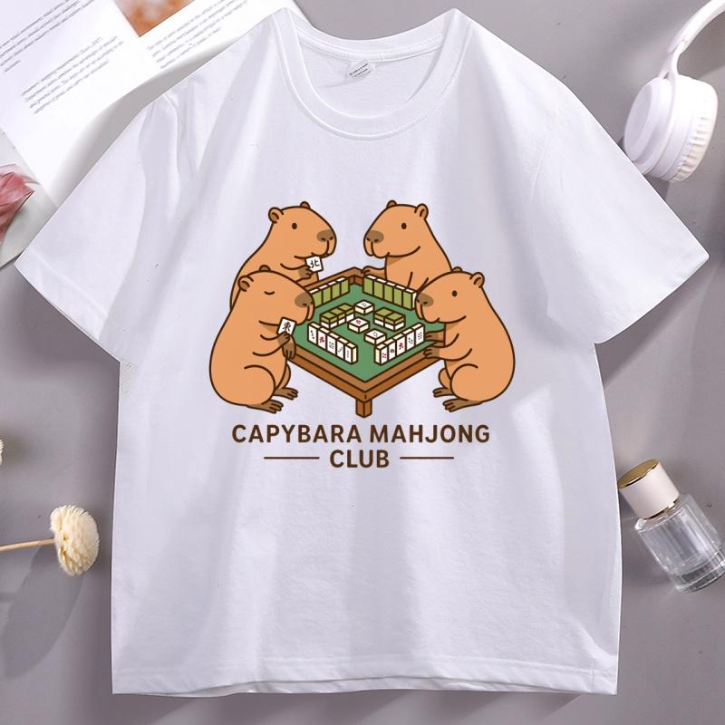 

Capybara Mahjong T-Shirt Funny Mahjong Graphic T Shirts Men Women Casual Round Neck Short Sleeve Tshirt Streetwear Clothes 5XL різнокольоровий