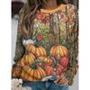 Women's Autumn and Winter 3D Printed Crew Neck Long Sleeve T-Shirt Fashion Versatile Trend Breathable Casual