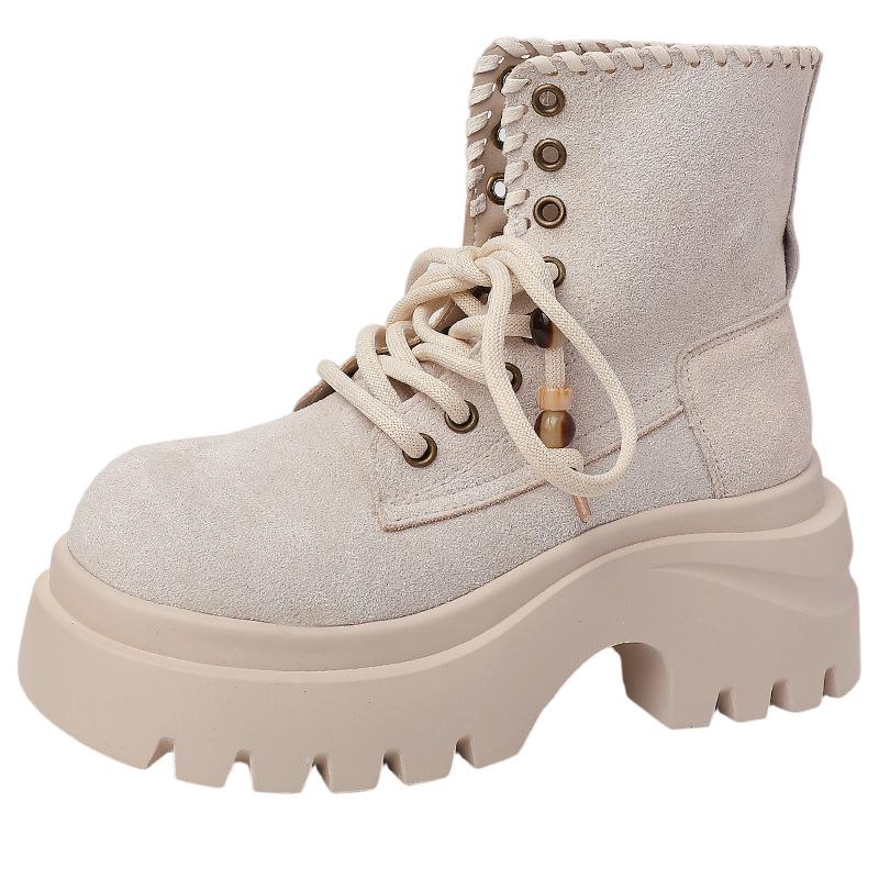 Solid color simple high-end breathable commuter fashion boots women's 2025 autumn and winter new French European and American locomotive Martin boots