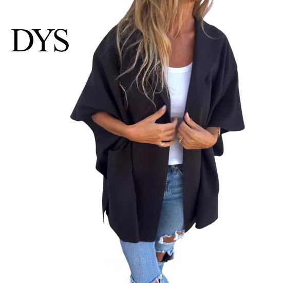 Manteau Automne Hiver Veste Femme Style Cape Capuche Poches Couleur Unie Point Ouvert Lâche avec Détail Thermique Manches Trois Quarts Randonnée Entraînement Printemps