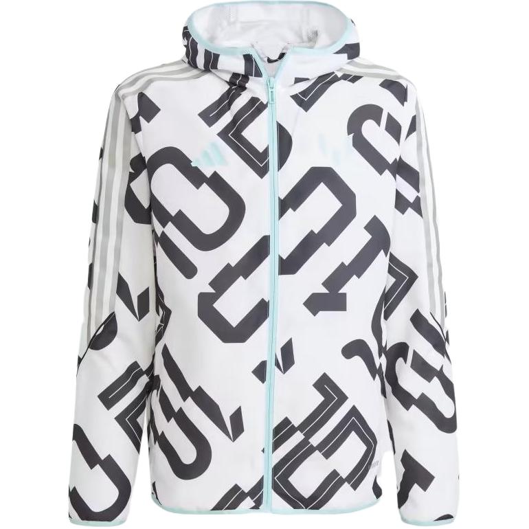 Adidas Bunda s kapucí na zip, digitální potisk, dlouhý rukáv, dětské bundy, bílá IJ4938