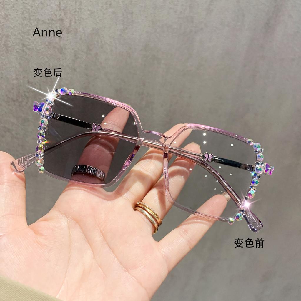 Luxury Diamond Cut Photochromic Glasses Men Women Trendy New Color Changing Eyeglasses Fashion Handmade Myopia Glasses for Lady