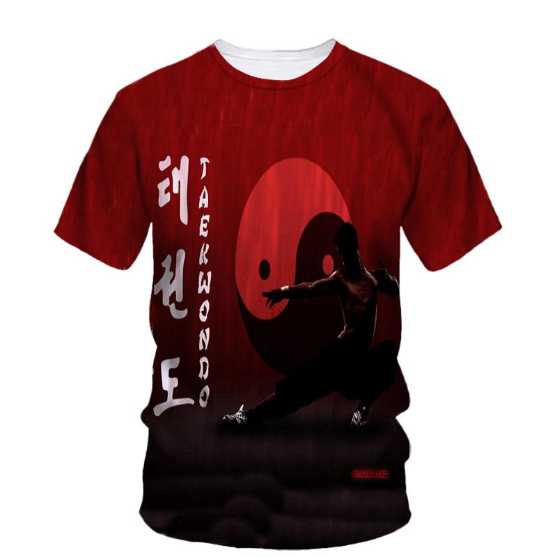 New Taekwondo Men's T-Shirt Customized Quick-Drying Martial Arts Sanda 3d Graphic Tough Man O-Neck Short Sleeve Outdoor Clothing