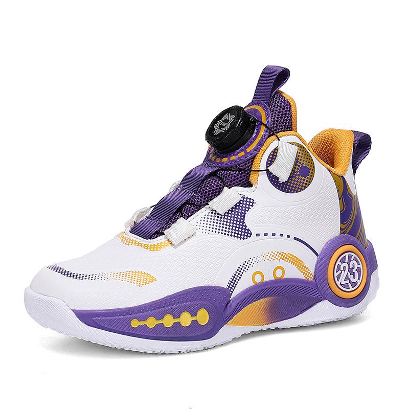 Boys' Spring 2026 Non-Slip Soft Sole Basketball Shoes with Rotating Buckle