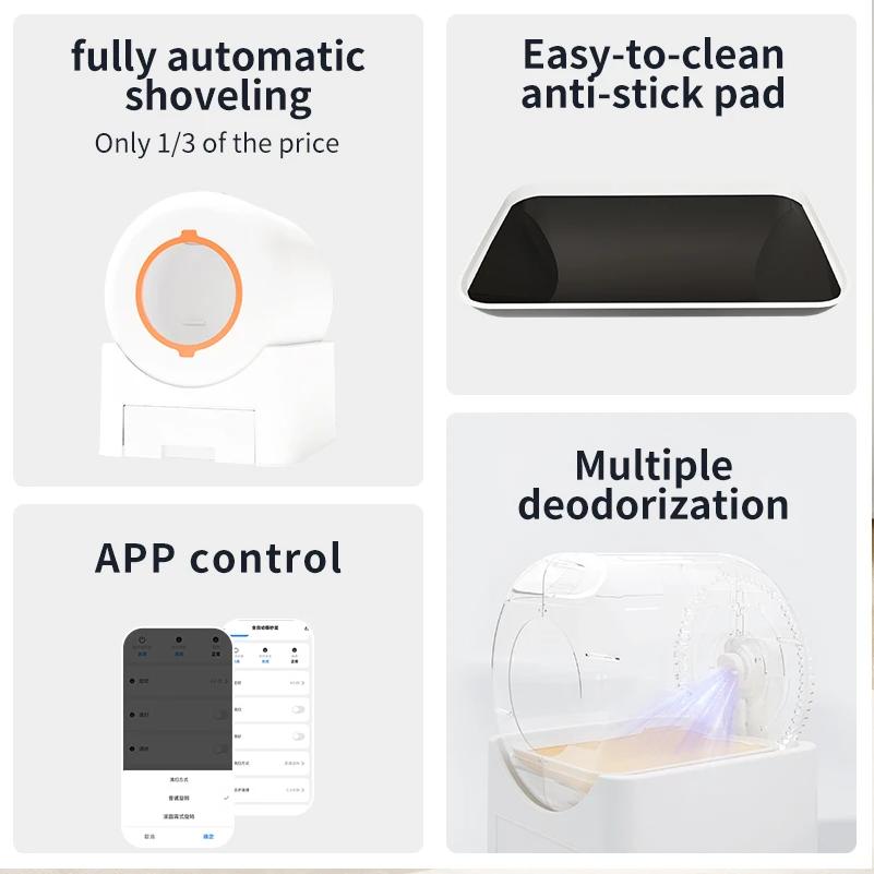 Automatic APP Cat Litter Box Self Cleaning Wifi Closed Cats Litter Box Extra Large Deodorization Kitten Toilet Pet Bedpans