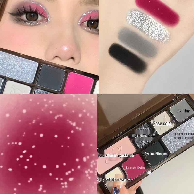 Hey Heartbeat Nude Rose Eyeshadow Palette: Sweetheart Black, Spicy Girl, Matte & Smoky Contours In Cement Grey
