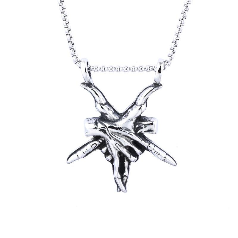 

Devil finger pendant stainless steel jewelry gothic necklace