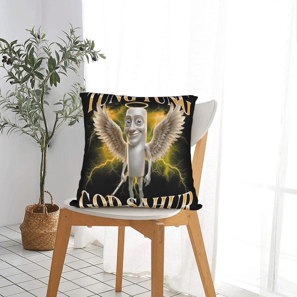 Tung Tung Tung Sahur Italian Brainrot Meme Pillow Case Soft Pillow Cover For Chair Sofa Home Decor Fashion Cushion Cover