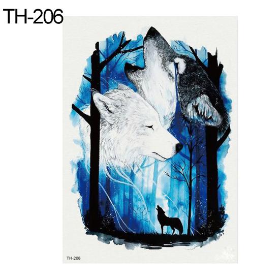 Unisex akwarela wilk głowy wodoodporna tymczasowa naklejka tatuaż Beauty Body Art